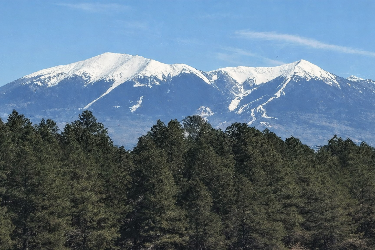 Snow-capped mountains viewed from Kaibab National Forest